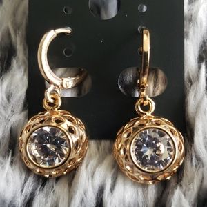 18K Yellow gold-filled clear topaz earrings